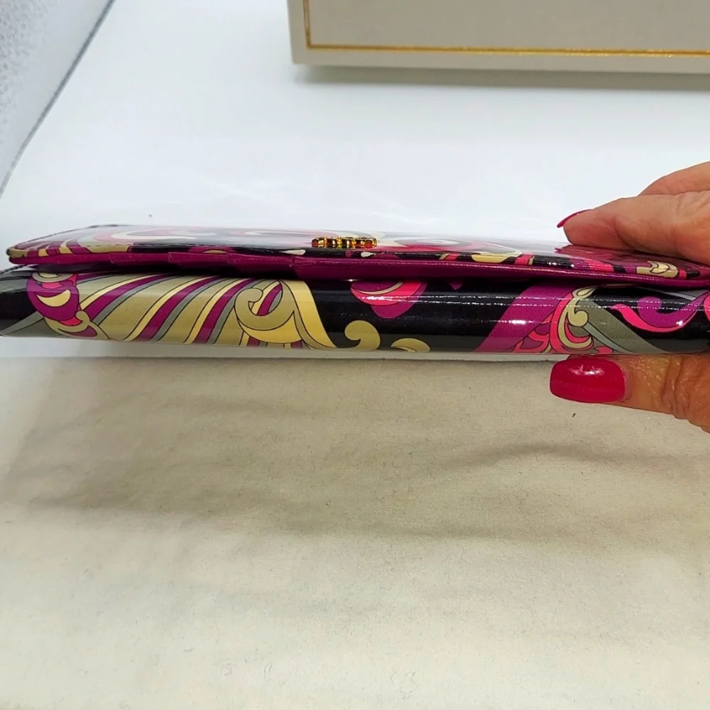 Emilio Pucci-Vintage Multi-color Print Bifold wallet in pink, purple & black - Picture 9 of 11